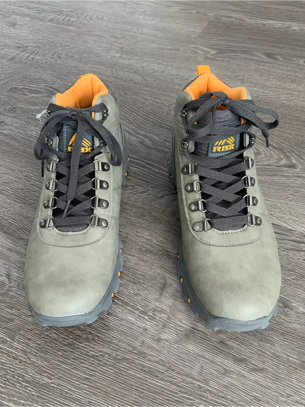 RBX Men's Olive Gray Hiking Boots with Orange Accent